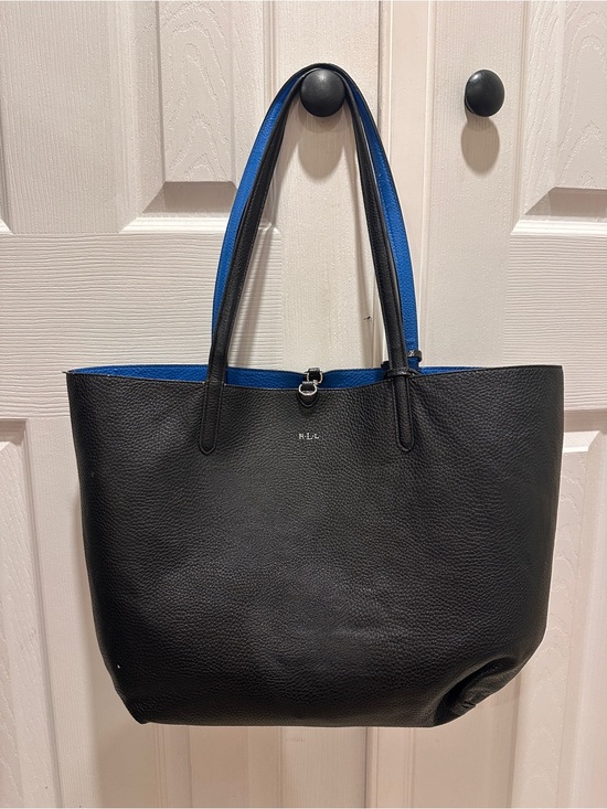 Lauren Ralph Lauren Handbags - Lauren Ralph Lauren Black & Blue Reversible Faux-Leather Tote Bag
